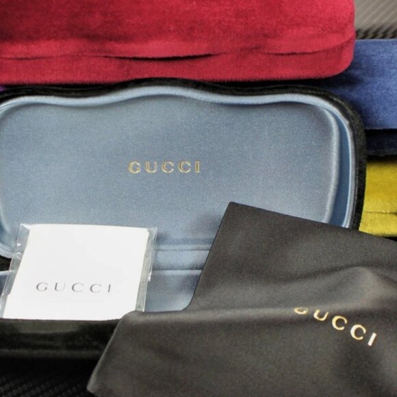 GUCCI Square Havana Shiny Crystal Demo Lens 54 mm Women's Eyeglasses - Picture 5 of 5